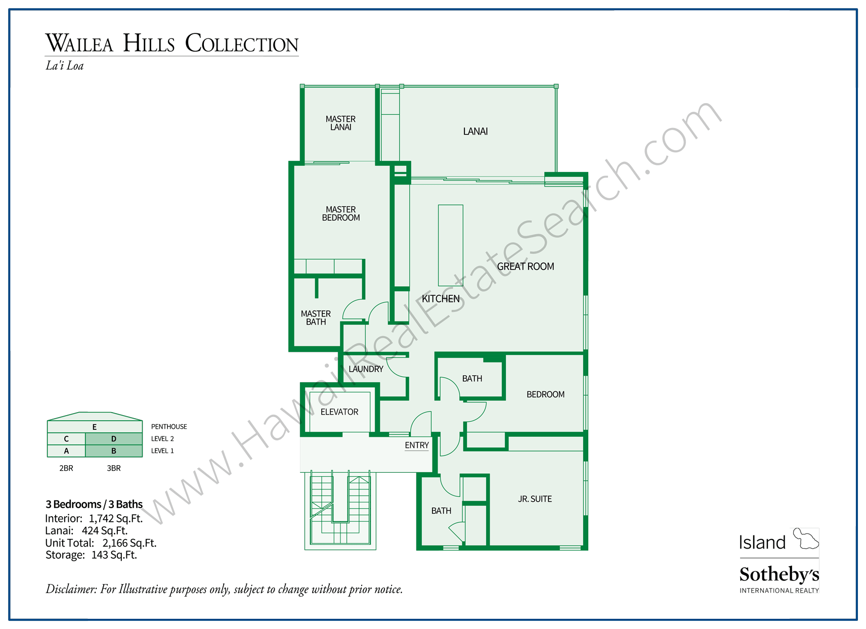 Wailea Hills 3 Bedroom Floor Plan